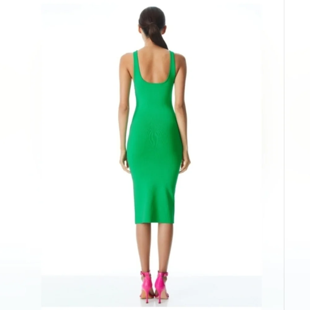 alice + olivia darian green midi dress Size Meduim - Picture 6 of 16